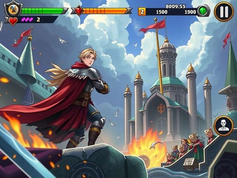 Noble Knight game screenshot showing hero character in battle